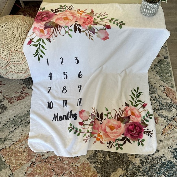 New Floral Baby Gurl Milestone Blanket 40x50” Baby Girl Milestone Blanket Floral - Picture 6 of 16